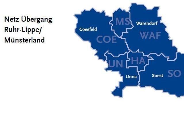 Landkarte – Das Netz Übergang Münsterland/Ruhr-Lippe